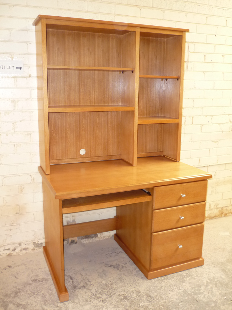 pine desk with shelves